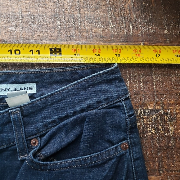 DKNY Madison Jeans Dark Blue Mid Rise Curvy Boot Cut Stretch Y2K Size 8R Blue - Picture 11 of 14